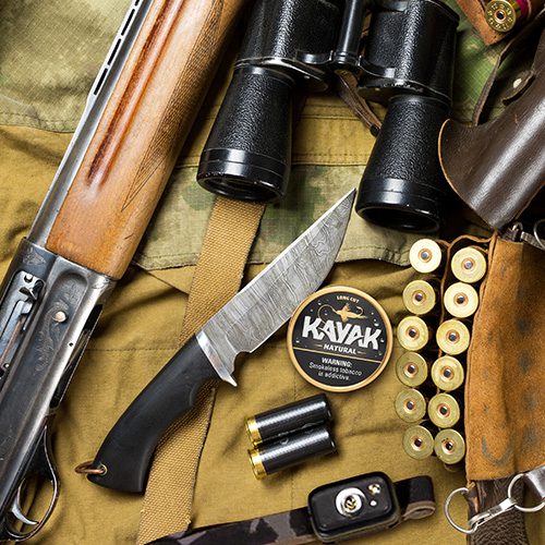 FLATLAY OF DUCK HUNTING GEAR