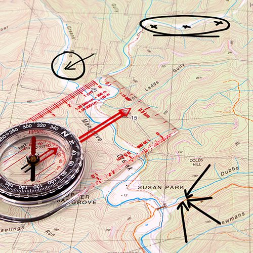 MAP WITH DIFFERENT SPOTS MARKED
